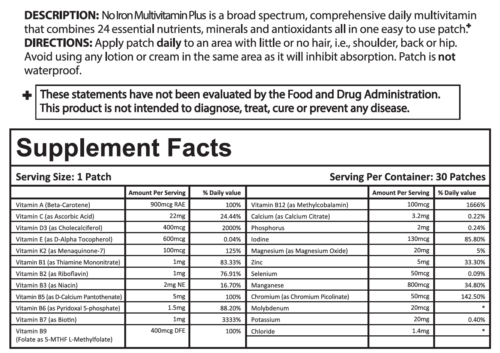 No Iron Multi Plus Topical Patch